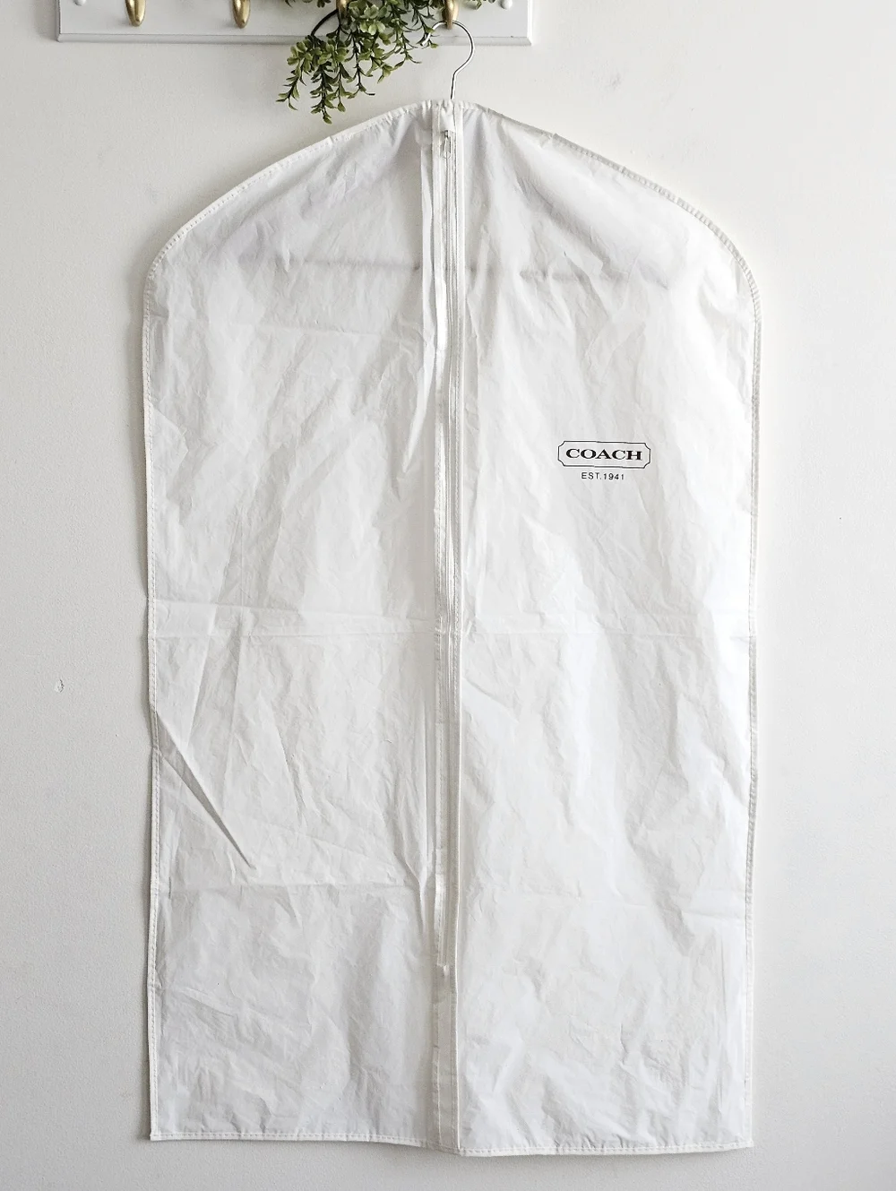 Coach White Garment Bag Travel Suit Dress Cover Storage Zip Cover 24x40